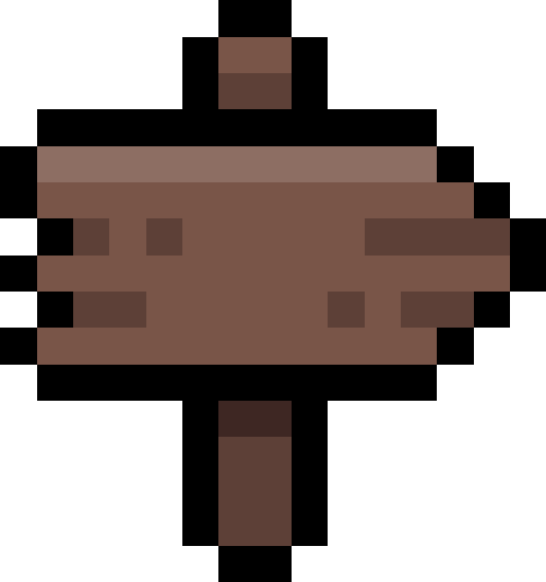 Pixel-Art eines hölzernen Schildes.